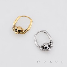 GOTHIC GRASPING SKELETON HANDS MOTIF 316L SURGICAL STEEL EARRING